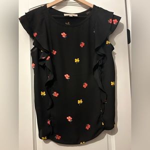 LOFT Black Floral Shirt
